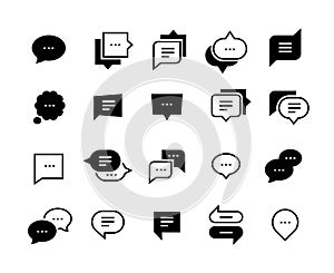 Talk bubble icons. Chat message symbol, social conversation, dialog speech balloon, web chat application symbol. Vector photo