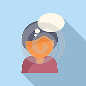 Talk bubble person icon flat vector. Coping skills support