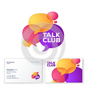 Talk Club logo. Language school logo. Conversational club icon. Chat logo. Community emblem.