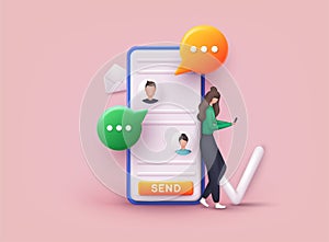 Talk, dialogue, messenger or online support concept. 3D Web Vector Illustrations