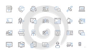 Talk line icons collection. Conversation, Communication, Dialogue, Discourse, Chatter, Chat, Exchange vector and linear photo