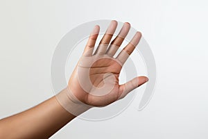 Talk to the Hand hand gesture on white background