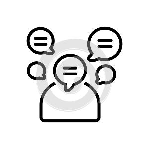 Black line icon for Talkative, voluble and chatty photo