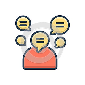 Color illustration icon for Talkative, chatty and garrulous photo