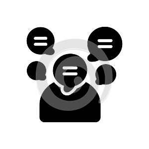 Black solid icon for Talkative, chatty and voluble photo