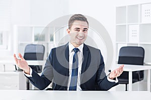 Talkative young businessman