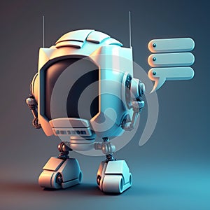 Talking cute robot with artificial intelligence. Concept of chatbot