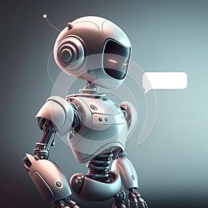 Talking cute robot with artificial intelligence. Concept of chatbot