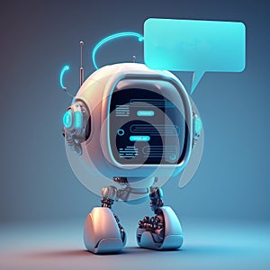 Talking cute robot with artificial intelligence. Concept of chatbot