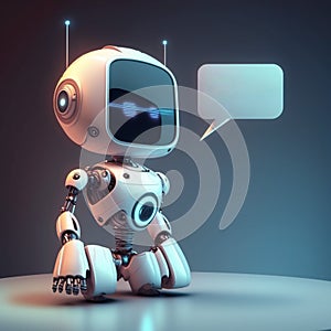 Talking cute robot with artificial intelligence. Concept of chatbot