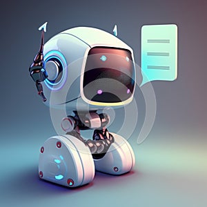 Talking cute robot with artificial intelligence. Concept of chatbot