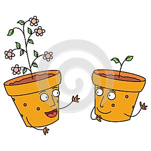 Talking happy flower pots