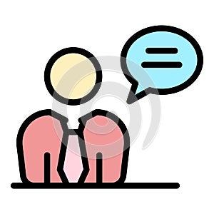 Talking manager icon color outline vector