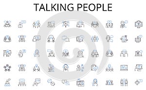 Talking people line icons collection. Classroom, Teamwork, Collaboration, Education, Lessons, Learning, Lecture vector