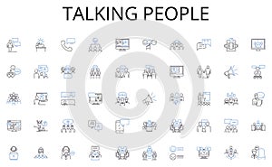 Talking people line icons collection. Sprint, Iterative, Backlog, Collaborative, Scrum , User story, Planning vector and