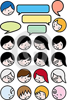 Talking people, vector icon set