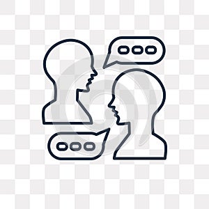 Talking vector icon isolated on transparent background, linear T