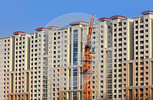 Tall apartment building construction in Hyderabad