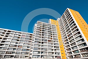 Tall apartment building, residential real estate in Berlin, Germany