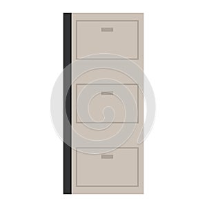 Tall beige file cabinet with sleek design Vector