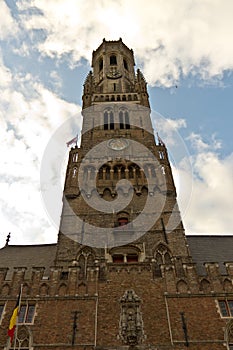 Tall Belfry bell tower in Bruges, Belgium