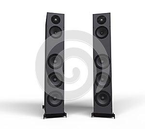 Tall Black Speakers Front View