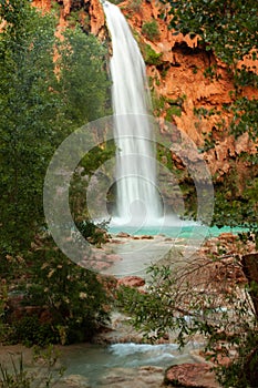 Tall blue waterfall in Arizona