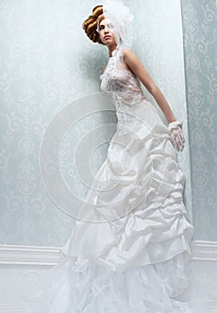 Tall Bride with White Wedding Dress