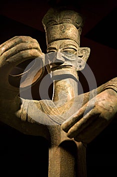Tall Bronze Statue Sanxingdui Sichuan China