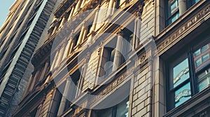 A tall building with a clock on its side