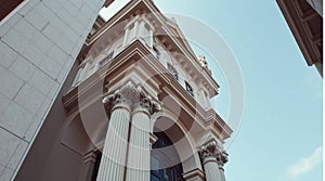 a tall building with a clock on it's side generated