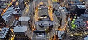 Tall Buildings from top view and Glowing streets