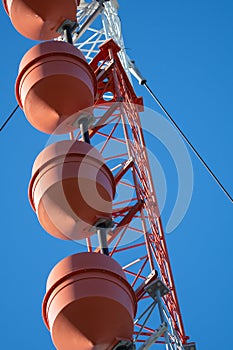 Tall commercial communication tower close-up