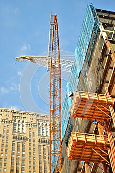 Tall Crane on Construction Site in the New York City