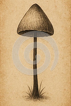 Tall Delicate Mushroom with Smooth Dark Cap