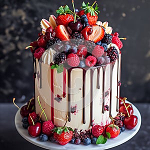 Tall and delicious cake with buttercream