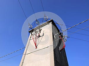 Tall Electrical Substation to transformer Energy in low voltage photo