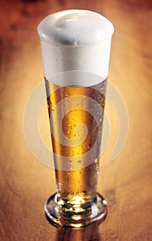 Tall glass of refreshing chilled beer