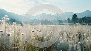 Romantic Riverscapes: A Hazy Meadow In Thailand photo