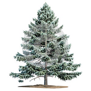 A Tall, Green Evergreen Tree with Frost on Its Needles