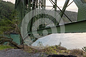 tall green metal supports on deception pass
