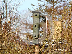 Tall Green Skyscraper Birdhouse with Three Floors