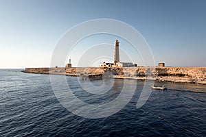 Tall lighthouse on the sea