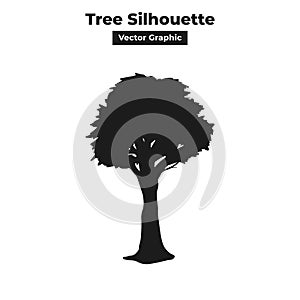 Tall and long forest jungle tree silhouette isolated vector graphic