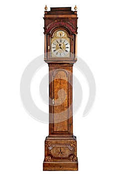 Tall longcase grandfather clock walnut wood with inlayed stars i photo