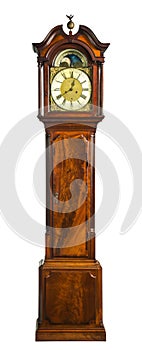 Tall longcase grandfather clock walnut wood with marquetry