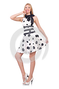 Tall model dressed in dress