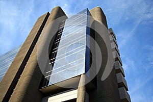 A Tall Office Building Juts into the Sky