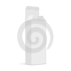 Tall Paper Rectangular Packaging Box with Opened Lid, Side View