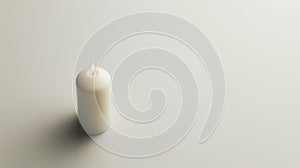Tall pillar candle on neutral background